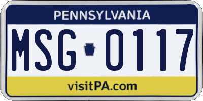 PA license plate MSG0117