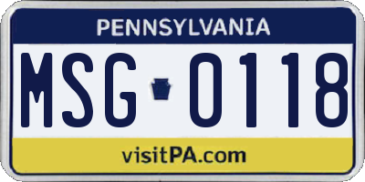 PA license plate MSG0118