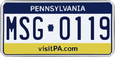 PA license plate MSG0119