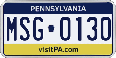 PA license plate MSG0130