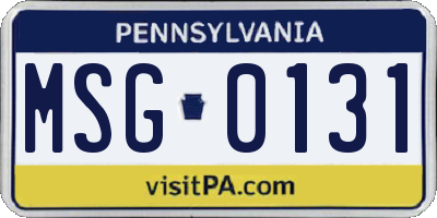 PA license plate MSG0131