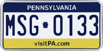 PA license plate MSG0133