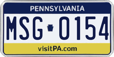 PA license plate MSG0154