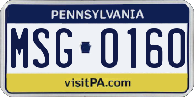 PA license plate MSG0160