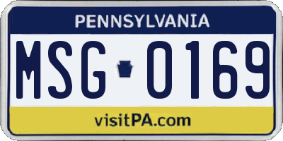 PA license plate MSG0169