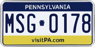 PA license plate MSG0178