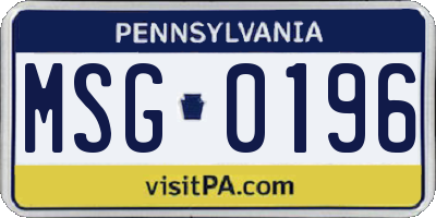 PA license plate MSG0196