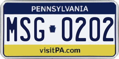 PA license plate MSG0202