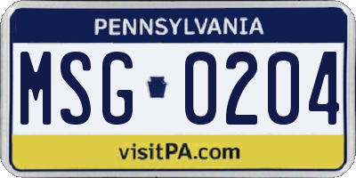 PA license plate MSG0204