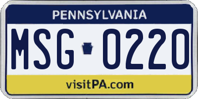 PA license plate MSG0220