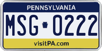 PA license plate MSG0222