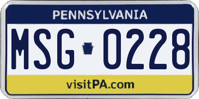 PA license plate MSG0228