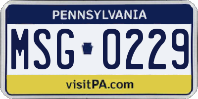 PA license plate MSG0229
