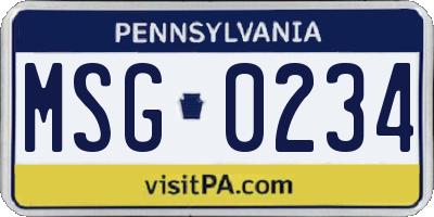 PA license plate MSG0234