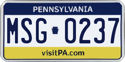PA license plate MSG0237