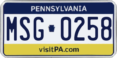 PA license plate MSG0258