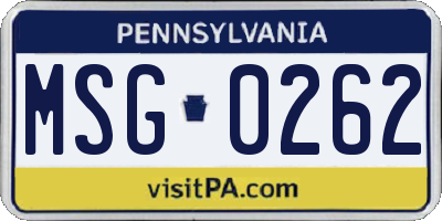 PA license plate MSG0262