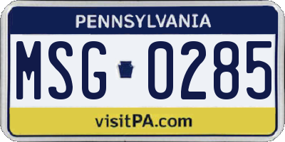 PA license plate MSG0285