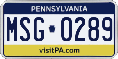 PA license plate MSG0289