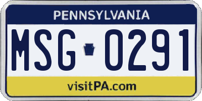 PA license plate MSG0291