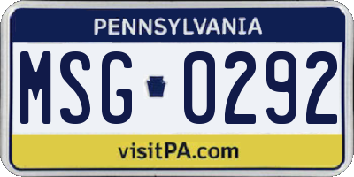 PA license plate MSG0292