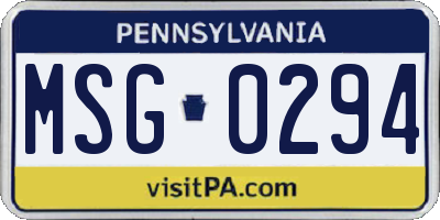 PA license plate MSG0294