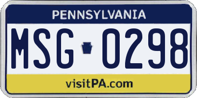 PA license plate MSG0298