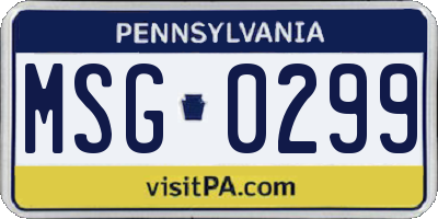 PA license plate MSG0299
