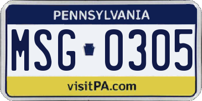 PA license plate MSG0305