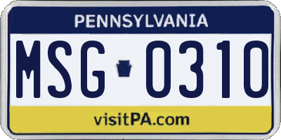 PA license plate MSG0310