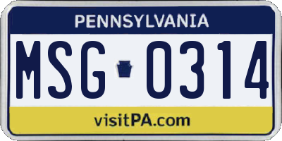 PA license plate MSG0314