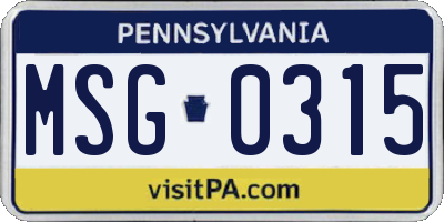 PA license plate MSG0315