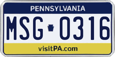 PA license plate MSG0316