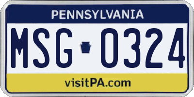 PA license plate MSG0324