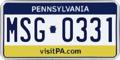 PA license plate MSG0331