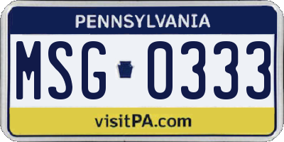 PA license plate MSG0333