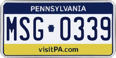 PA license plate MSG0339