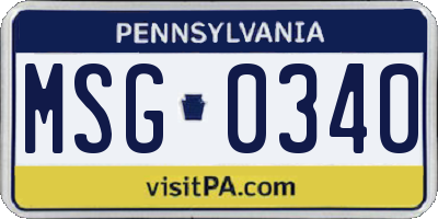 PA license plate MSG0340