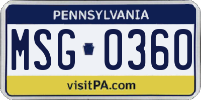 PA license plate MSG0360