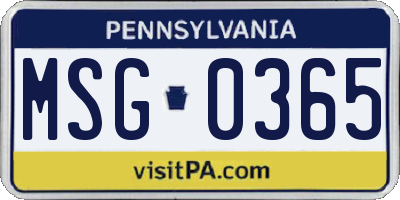 PA license plate MSG0365