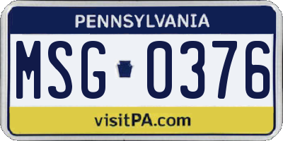 PA license plate MSG0376