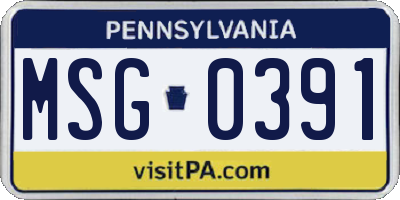 PA license plate MSG0391