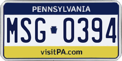 PA license plate MSG0394