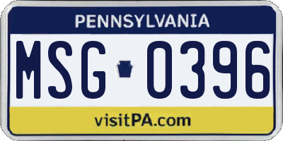 PA license plate MSG0396