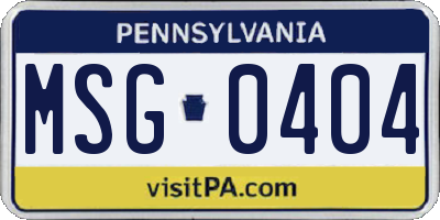 PA license plate MSG0404