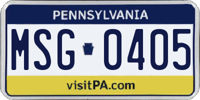 PA license plate MSG0405