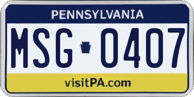 PA license plate MSG0407