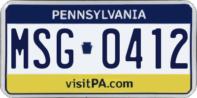 PA license plate MSG0412