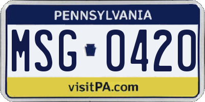 PA license plate MSG0420