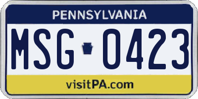 PA license plate MSG0423